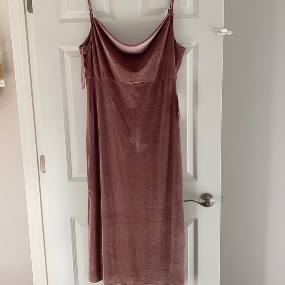 BHLDN Mauve Velvet Slip Midi Dress